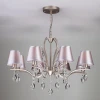 Люстра с абажурами и хрустальным декором Eurosvet 10089/8 сатин-никель/прозрачный хрусталь Strotskis