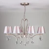 Люстра с абажурами и хрустальным декором Eurosvet 10089/8 сатин-никель/прозрачный хрусталь Strotskis