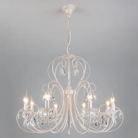 Подвесная люстра с хрусталем Eurosvet 3305/8 белый с золотом / прозрачный хрусталь