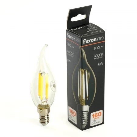 Лампа светодиодная Feron.PRO LB-1216 Свеча на ветру E14 6W 175-265V 4000K 51263 Лампа светодиодная Feron.PRO LB-1216 Свеча на ветру E14 6W 175-265V 4000K 51263