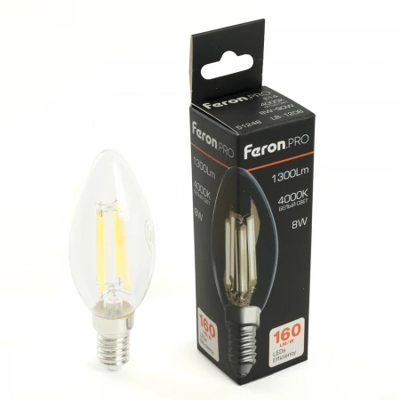 Лампа светодиодная Feron.PRO LB-1208 Свеча E14 1300LM 8W 175-265V 4000K 51248 Лампа светодиодная Feron.PRO LB-1208 Свеча E14 1300LM 8W 175-265V 4000K 51248