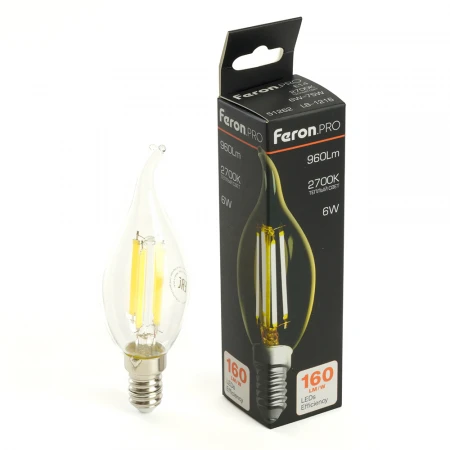 Лампа светодиодная Feron.PRO LB-1216 Свеча на ветру E14 960LM 6W 175-265V 2700K 51262 Лампа светодиодная Feron.PRO LB-1216 Свеча на ветру E14 960LM 6W 175-265V 2700K 51262