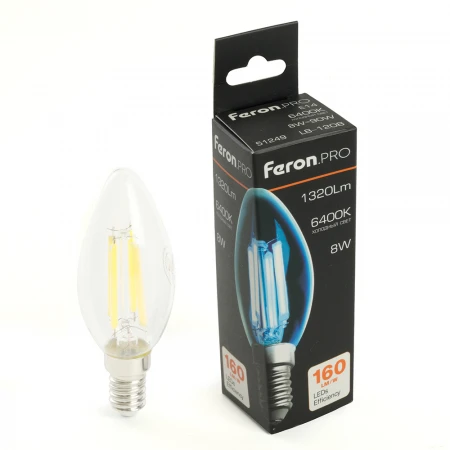 Лампа светодиодная Feron.PRO LB-1208 Свеча E14 1320LM 8W 175-265V 6400K 51249 Лампа светодиодная Feron.PRO LB-1208 Свеча E14 1320LM 8W 175-265V 6400K 51249