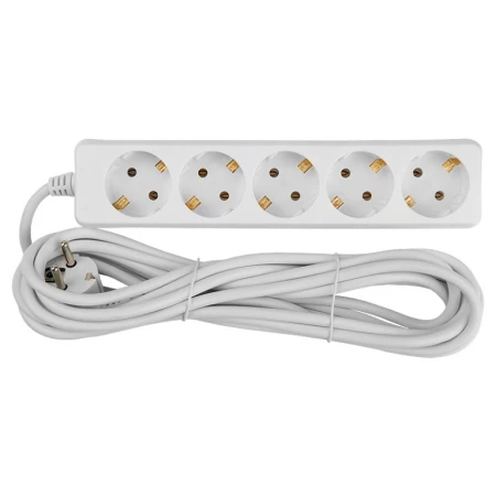 Удлинитель бытовой General GES-16-3x100-5-10m, 16А, 3х1 мм2, 5 мест, 10 метров, с заземлением, без вылючателя