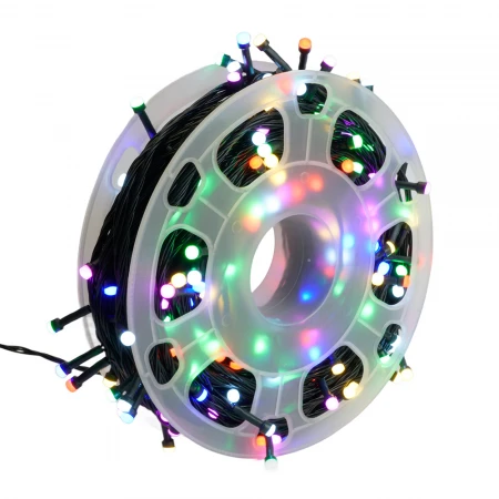 Светодиодная гирлянда на бобине Feron CL98 линейная 50м + 3м 230V мультиколор, c питанием от сети, зеленый шнур 51438