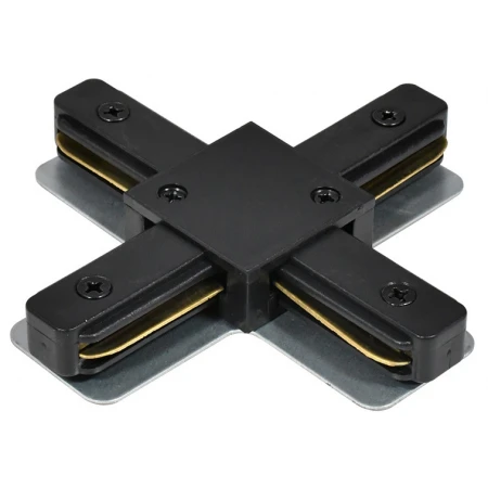 Коннектор X-образный Hesby Lighting Skylite для  накладного шинопровода 220В, чёрный HSBL_0007
