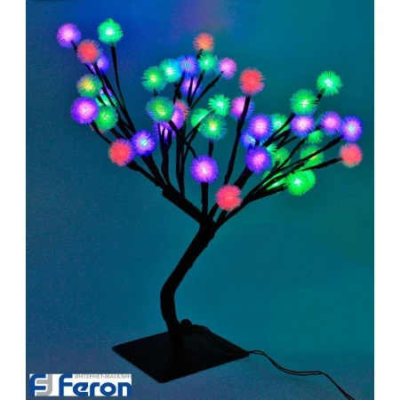 Световая фигура "деревце с разноцветными пушистыми почками 30см", lt021