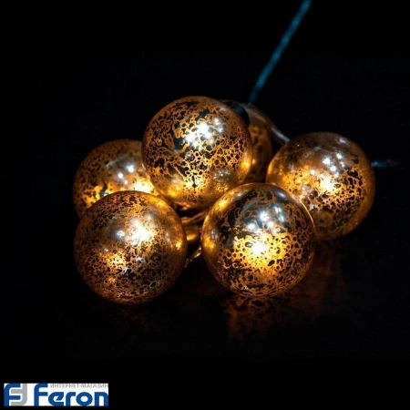 Гирлянда светодиодная на батарейках "золотые шары", cl110