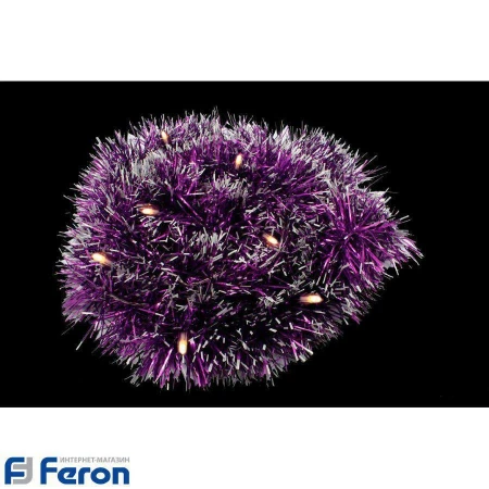 Гирлянда светодиодная мишура "фиолетовый с белым", 2м, 230v/50hz, 20led, 1.28w, ip20, cl120