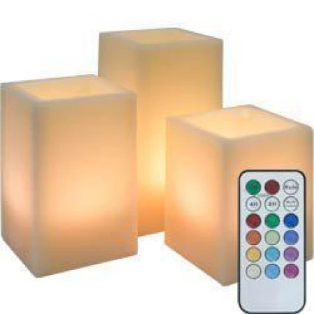 Светильник переносной "свеча" на батарейках ааа,  3шт*1led мультиколор, пульт в комплекте, fl074