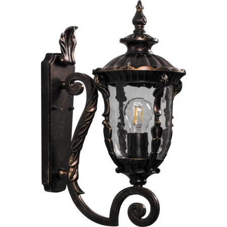 Светильник садово-парковый Feron PL5001 круглый на стену вверх 60W 230V E27, темно-коричневое золото